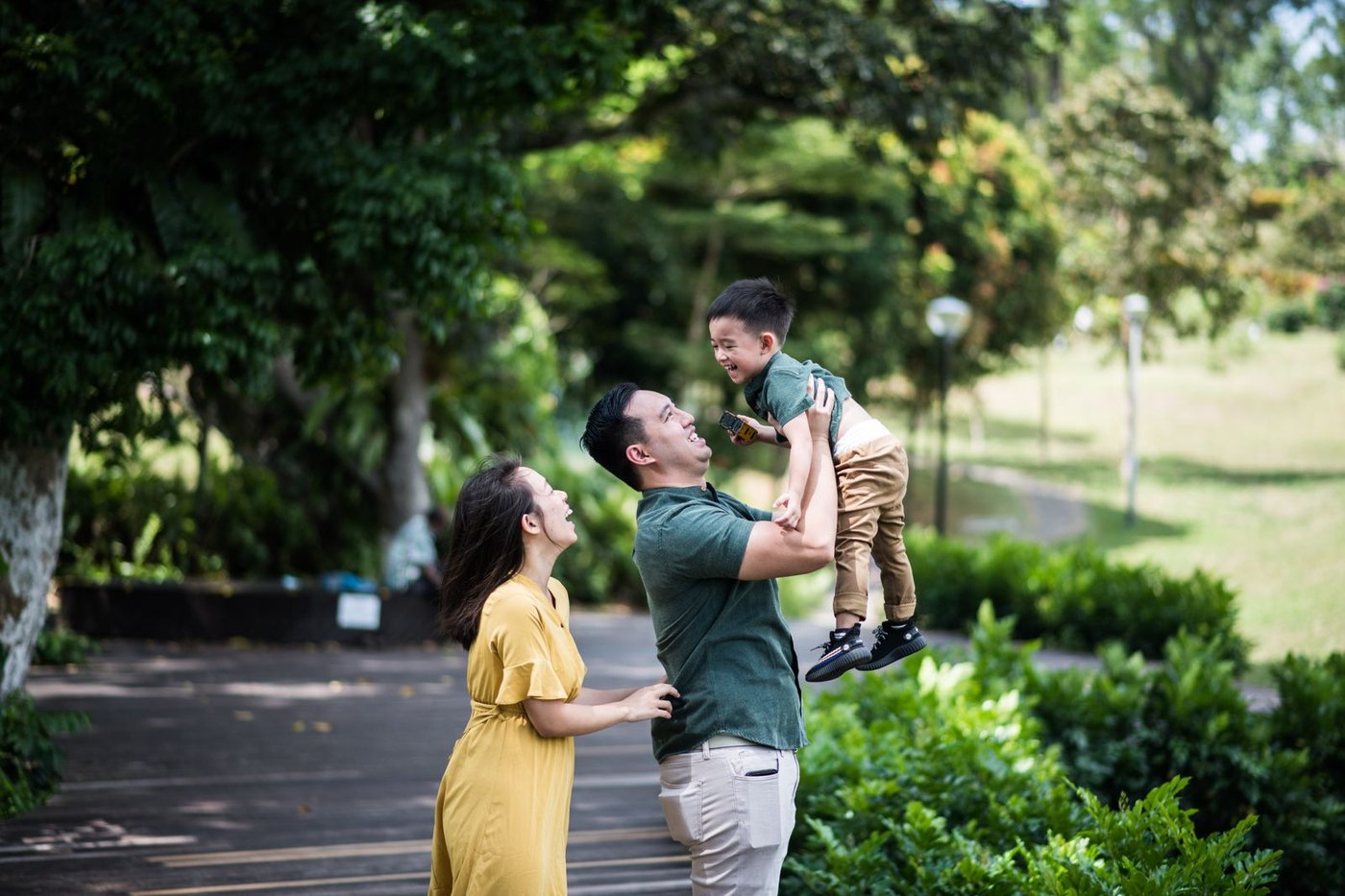 Asian family spending time together at home